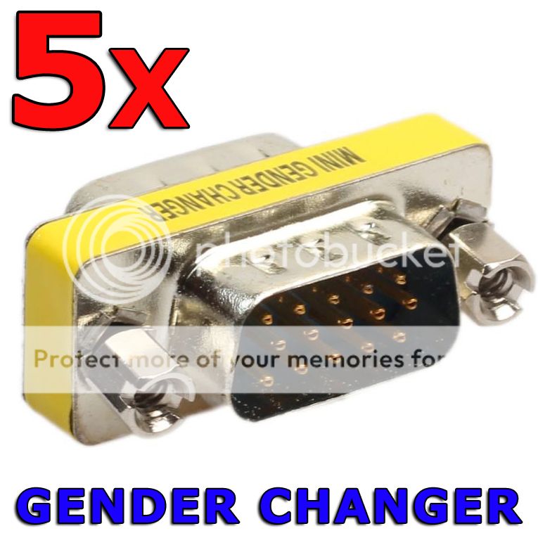 VGA SVGA 15 Pin 15Pin Female to Male Gender Changer Cable Adaptor